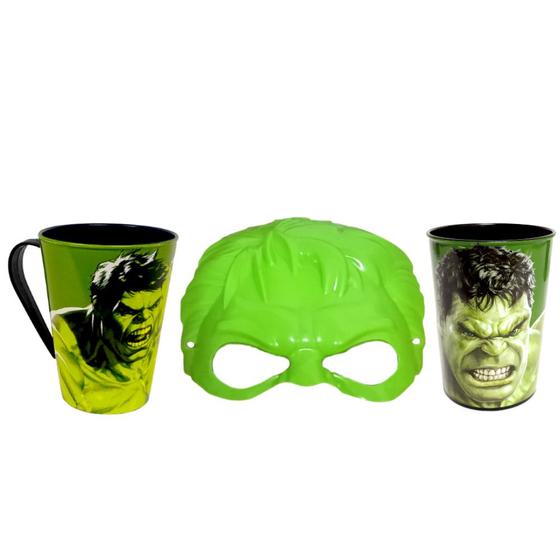 Imagem de Kit Infantil com Máscara Verde Xícara e Copo do Hulk