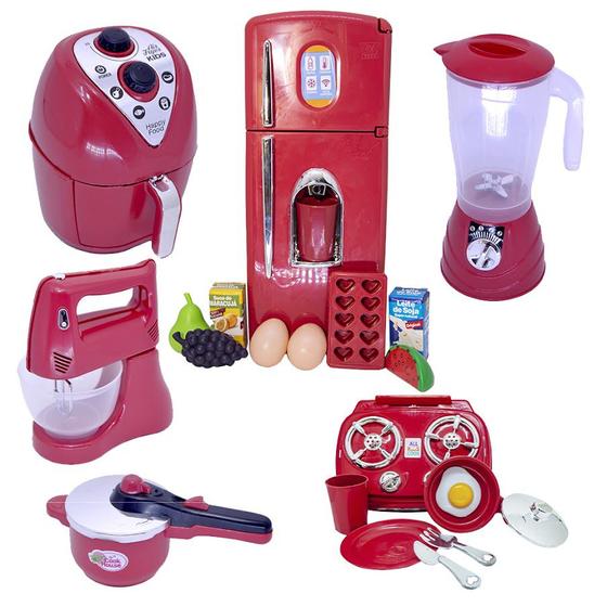 Imagem de Kit Infantil Cozinha Chefe Geladeira Air Fryer Cooktop 19pç