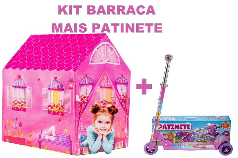 Imagem de Kit Infantil De barraca Minha Casinha com Patinete Dobrável.