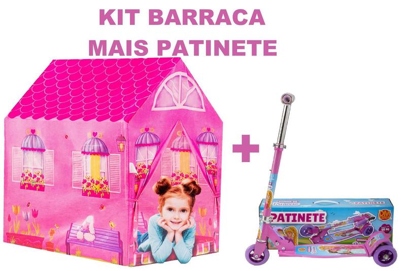 Imagem de Kit Infantil De barraca Minha Casinha + Patinete Dobrável