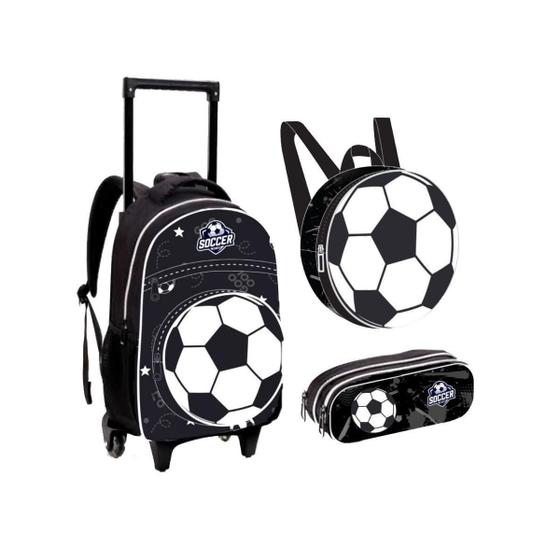 Imagem de Kit Infantil Escolar Roda + Lancheira + Estojo Bola Ftck102