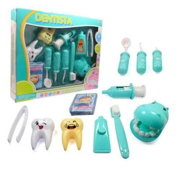 Imagem de Kit Infantil Faz De Conta Dr Dentista 11 Peças Verde Brinquedo - Fenix