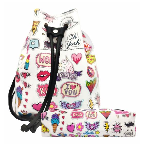 Imagem de Kit Infantil Feminino Bolsa e Estojo Stickers, Magicc