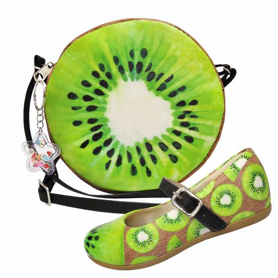 Imagem de Kit Infantil Feminino Sapatilha e Bolsa Frutinhas Kiwi, Magicc Kids