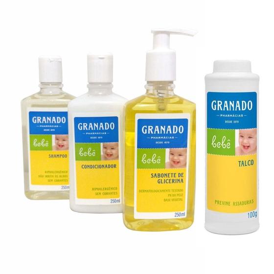 Imagem de Kit Infantil Granado Banho Bebê - Sabonete líquido + Shampoo + Condicionador + Talco