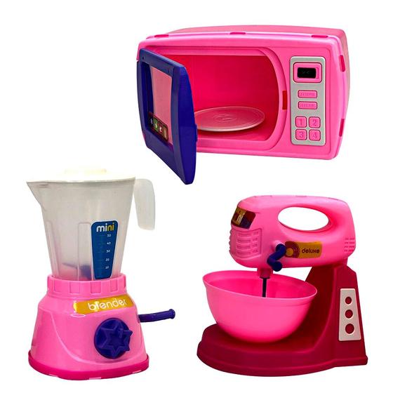 Imagem de Kit Infantil Mini Confeitaria com Liquidificador, Batedeira e Micro-ondas