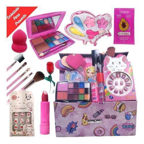 HONMEET Conjunto De Cosméticos Para Princesas Para Meninas Jogo De  Cosméticos Para Meninas Conjunto De Maquiagem Caixa De Princesa Para  Meninas Kit De Maquiagem De Maquiagem Real