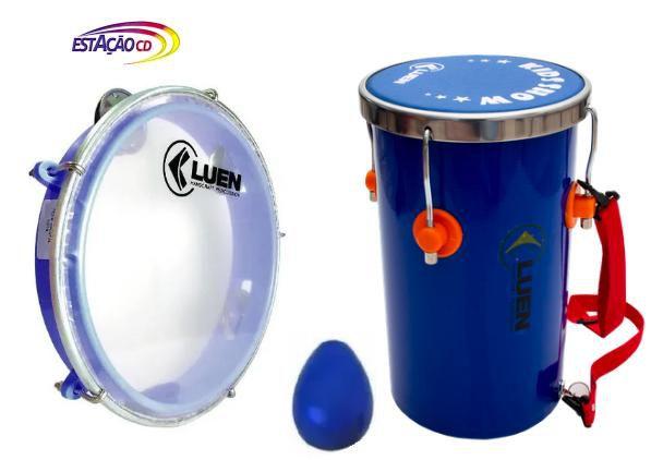 Imagem de Kit Infantil Rebolo + Ganza + Pandeiro - Luen Kids Show Azul