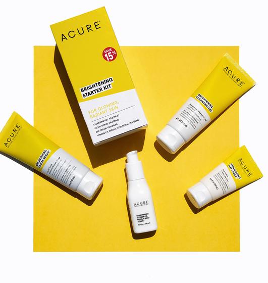 Imagem de Kit inicial Acure Brightening com gel de limpeza, esfoliante e creme