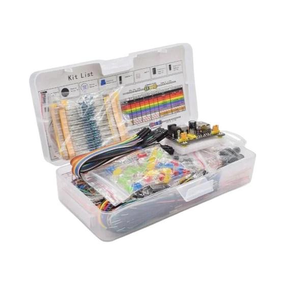 Imagem de Kit Inicial Arduino Com Placa De Prototipagem, Cabos, Resistores E 830 Componentes Para Eletrônica