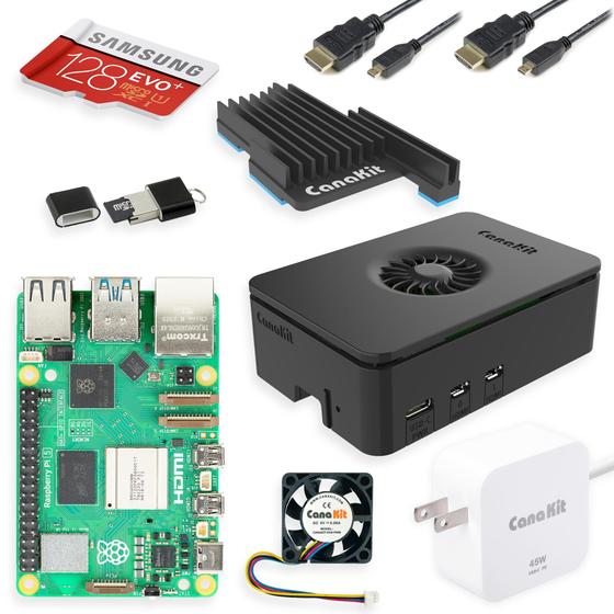 Kit Inicial CanaKit Raspberry Pi 5 Pro Turbine Black 128GB Menor preço em Kit Inicial CanaKit Raspberry Pi 5 Pro Turbine Black 128GB
