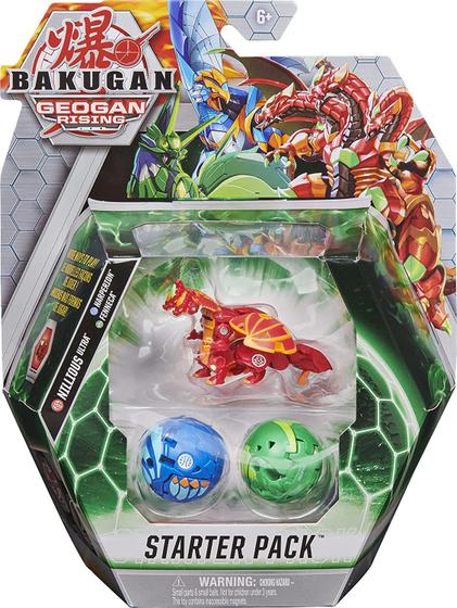 Imagem de Kit Inicial de Bakugan 3 Unidades Nillious Ultra e Colecionáveis Geogan Rising