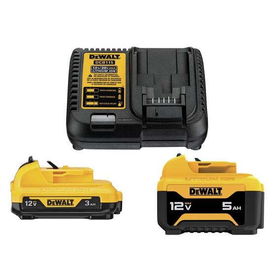 Imagem de Kit inicial DEWALT DCB135C 12V com baterias de 3 Ah e 5 Ah e carregador