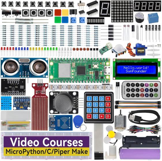 Imagem de Kit Inicial SunFounder Raspberry Pi Pico W - Mais de 450 Itens e 117 Projetos