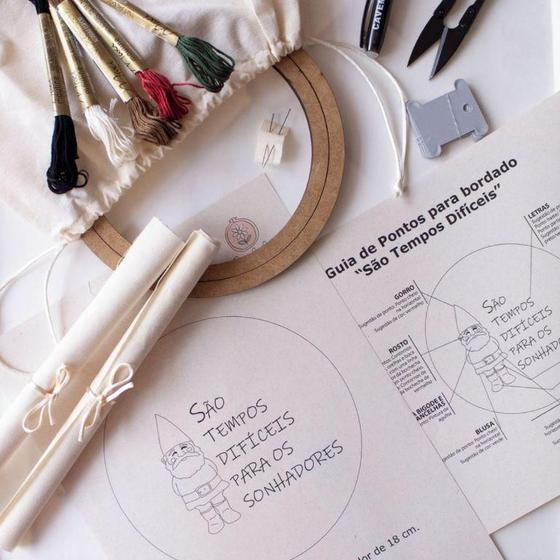 Imagem de Kit iniciante completo para Bordar Risco desenho e Tutorial