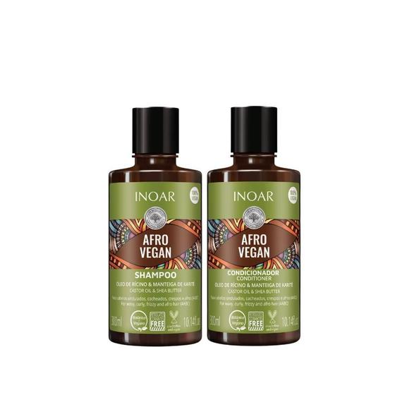 Imagem de Kit Inoar Afro Vegan - Shampoo E Condiconador Vegano 300Ml