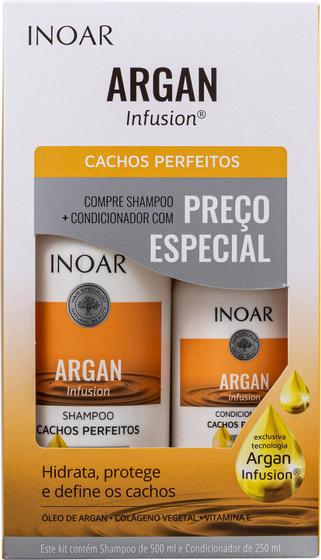 Imagem de Kit Inoar Argan Infusion Cachos Perfeitos Shampoo 500ml e Condicionador 250ml