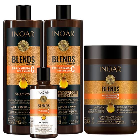 Kit Inoar Blends Shamp + Cond L + Máscara + Leave-in 300ml Menor preço em Kit Inoar Blends Shamp + Cond L + Máscara + Leave-in 300ml