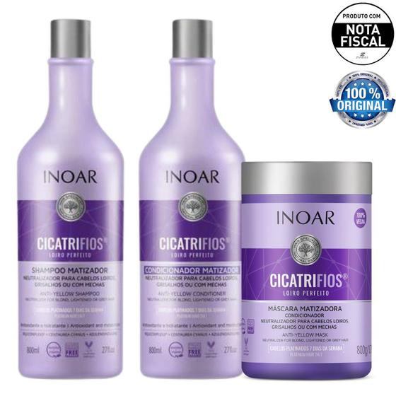 Kit Inoar Cicatrifios Loiro Perfeito Shampoo + Condicionador + Máscara