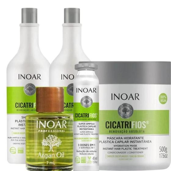 Imagem de Kit Inoar CicatriFios: Shampoo, Condicionador e Máscara 500g