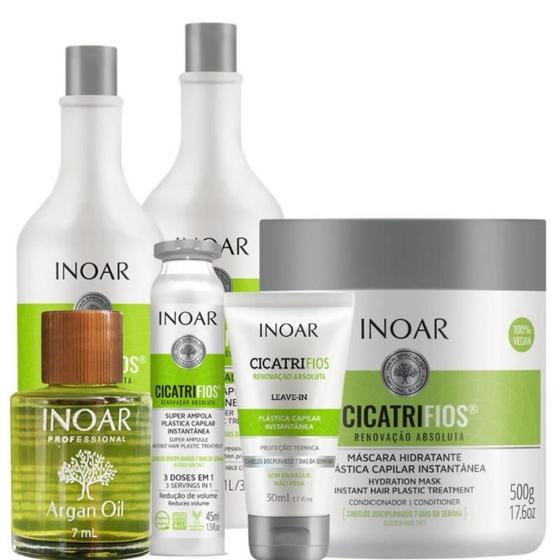 Imagem de Kit Inoar CicatriFios Shampoo, Condicionador e Máscara 