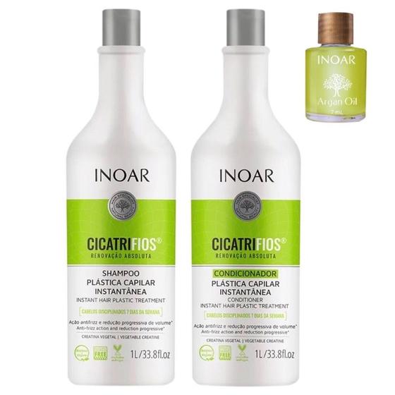 Imagem de Kit Inoar Cicatrifios Shampoo + Condicionador + Óleo De Argan 7M