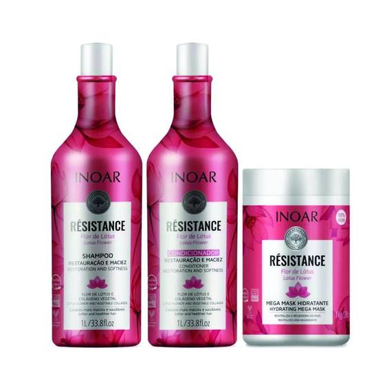 Imagem de Kit Inoar Résistance Flor de Lótus Salon Duo 2x1L + Máscara