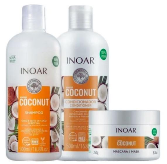Kit Inoar Shampoo e Cond Coconut 500ml + Máscara 250ml Kit de