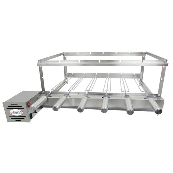 Kit Inox Elétrico Giratório Esquerdo Churrasqueira Gira 6 Espetos Bi Volts - Brasa Grill Menor preço em Kit Inox Elétrico Giratório Esquerdo Churrasqueira Gira 6 Espetos Bi Volts - Brasa Grill