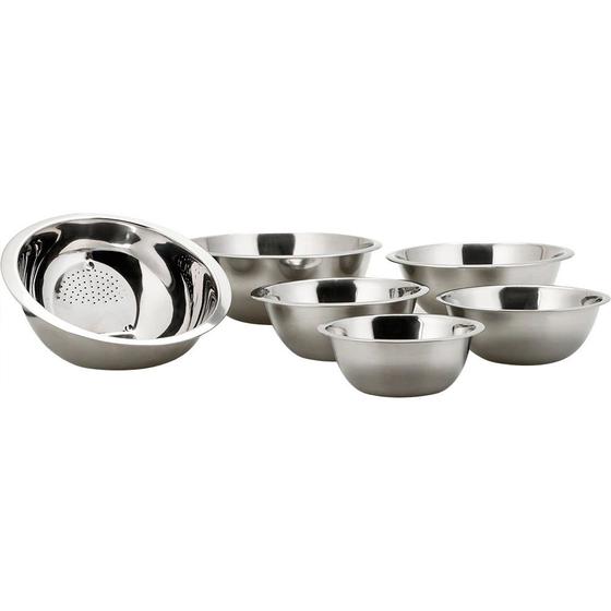 Kit Inox La Cuisine 5 Tigelas + 5 Potes c/ Tampa + Escorredor de Arroz ...