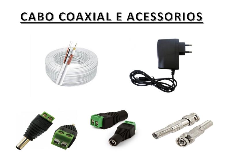Imagem de Kit instalação 3 cameras cftv cabo , fonte e conectores