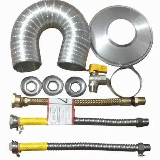 Imagem de Kit Instalação Aquecedor 40Cm 3/4"fêmea giratoria X macho fixo1/2",duto100mmx1,5m