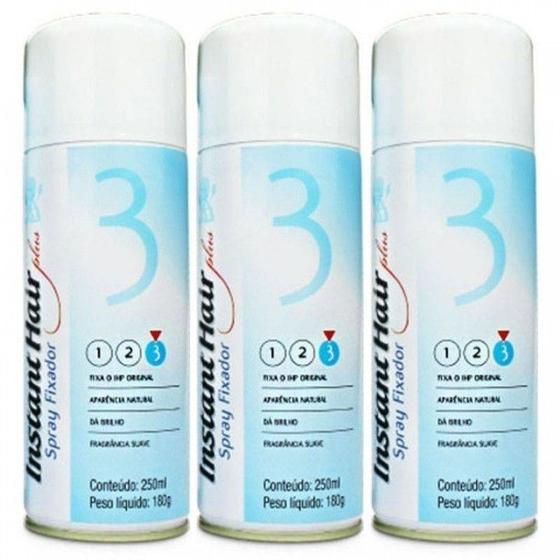 Imagem de Kit Instant Hair Plus Spray Fixador Para Cabelos 250ml