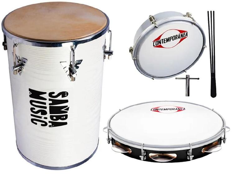 Imagem de Kit instrumentos de samba rebolo phx + pandeiro + tamborim