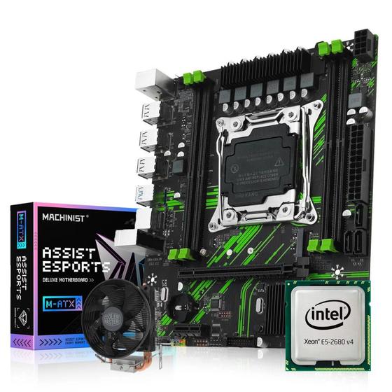 Imagem de Kit Intel X99 Placa Mãe Machinist + Xeon E5 2680 V4 Com Cooler