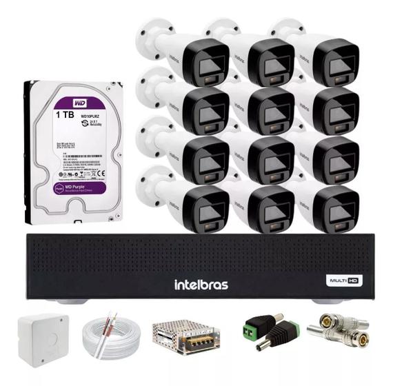 Imagem de Kit Intelbras 12 Cameras 1120b Full Color Vhd, Dvr Mhdx 1016 C/HD1tb