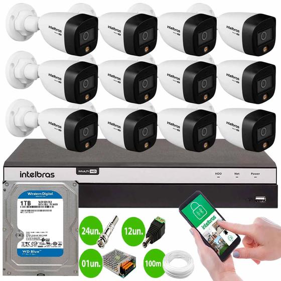 Kit Intelbras 16 Cam Vhd 1220b Full Color 1080p Dvr 3016 C/Hd 1 Tb