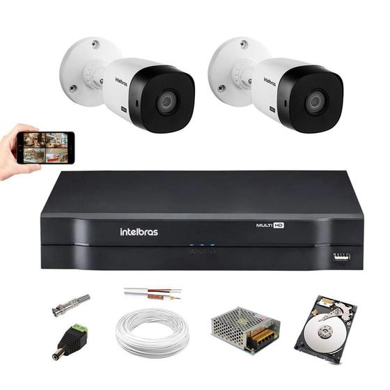 Imagem de Kit Intelbras 2 Cam VHC 1120b Dvr 4 Mhdx 1104 Hd 1Tera