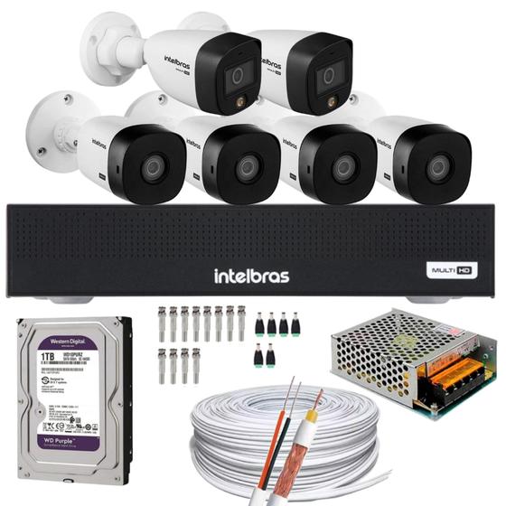 Imagem de Kit Intelbras 4 Cam 1220b e 2 Cam Full Color Dvr Mhdx 3008-C C/HD purple 1tb