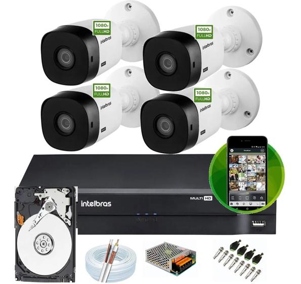 Imagem de Kit Intelbras 4 Cam 1220b Full Hd 1080p 2m Dvr 4 Mhdx Muit Hd