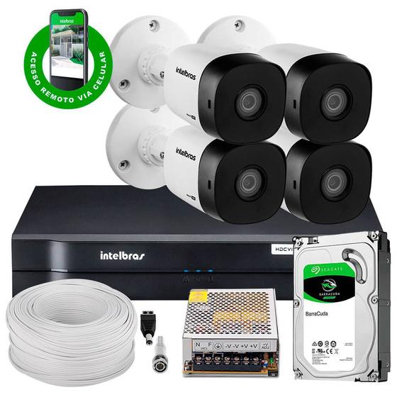Kit Intelbras 4 Cam Vhl 1220B Full Hd Dvr Mhdx 1108 + Hd 1Tb Câmera