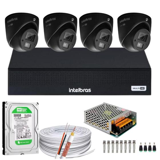 Imagem de Kit Intelbras 4 Mini 3220d C/áudio Dvr 4 Canais 3004c + Hd 500GB