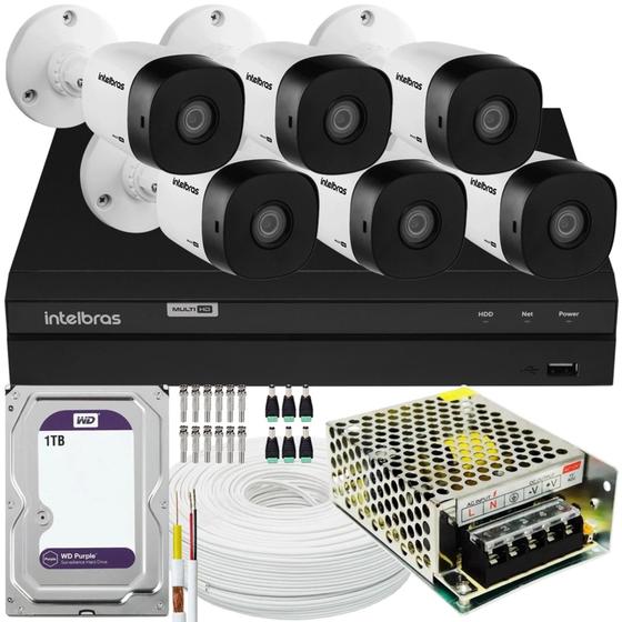 Imagem de Kit Intelbras 6 câmeras vhd 1010 10m dvr 8 canais 1TB Purple