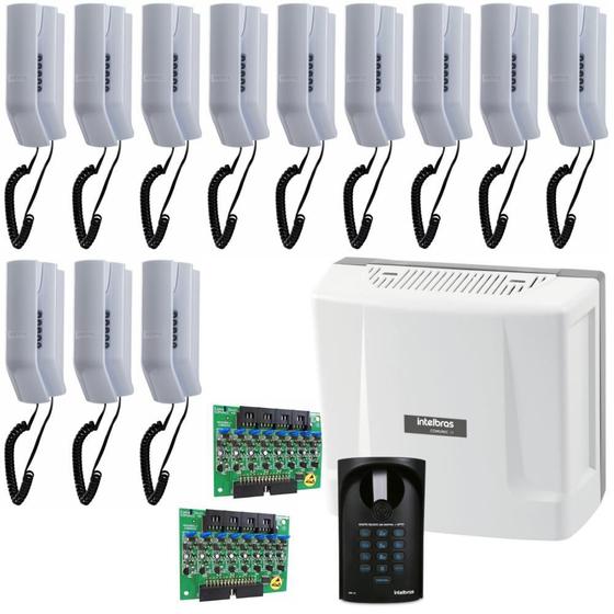 Imagem de Kit Interfone Completo Com 12 Pontos + Porteiro Eletrônico