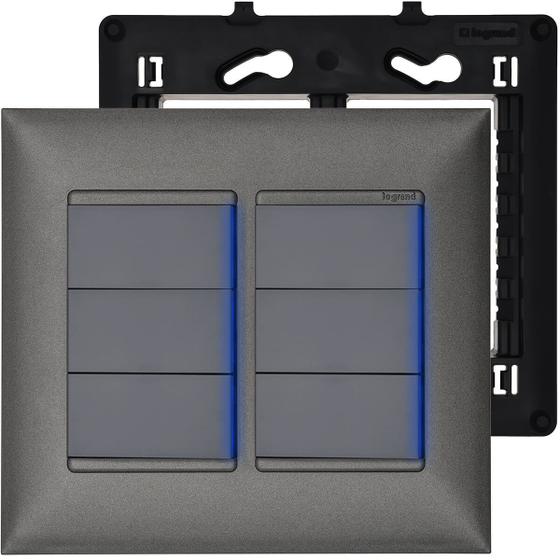 Kit Interruptor 6 Teclas Pial Plus+ Prata Alumínio 4x4 Com Led Menor preço em Kit Interruptor 6 Teclas Pial Plus+ Prata Alumínio 4x4 Com Led