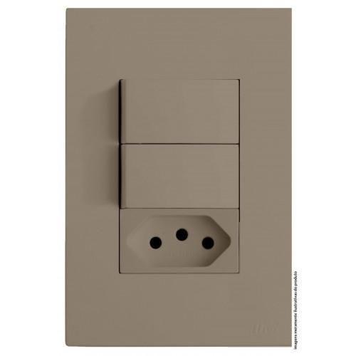Imagem de Kit Interruptor Duplo Paralelo + Tomada 10A 4X2 Brs12265-3Fe