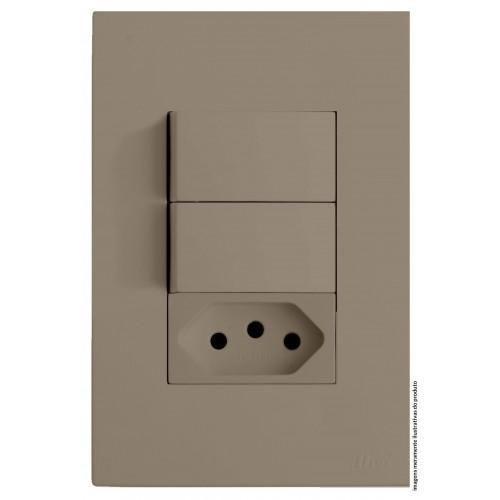 Imagem de Kit Interruptor Duplo Paralelo + Tomada 10A 4X2 Brs12265-3Fe