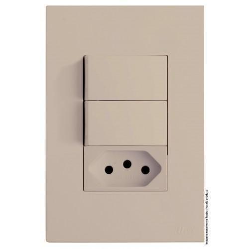Imagem de Kit Interruptor Duplo Paralelo + Tomada 10A 4X2 Brs12266-1Ar