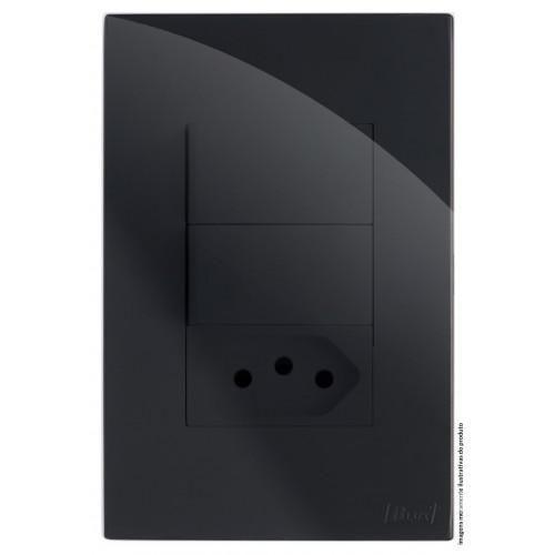 Imagem de Kit Interruptor Duplo Simples + Tomada 10A 4X2 Brg11291-7Bk