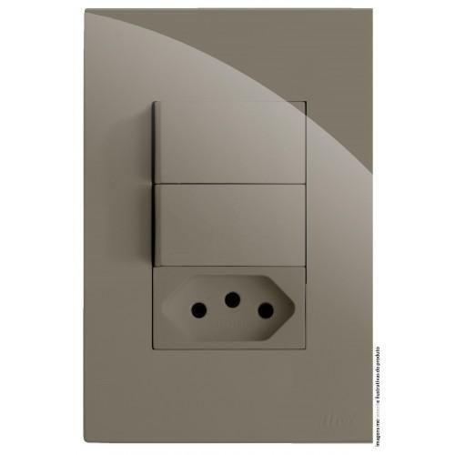 Imagem de Kit Interruptor Duplo Simples + Tomada 10A 4X2 Brg11294-1Fe